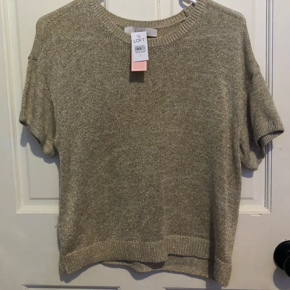 LOFT Gold Shimmer Summer Sweater
